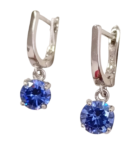 Срібні сережки з танзанітом СТ4500/м-тз, фото 1