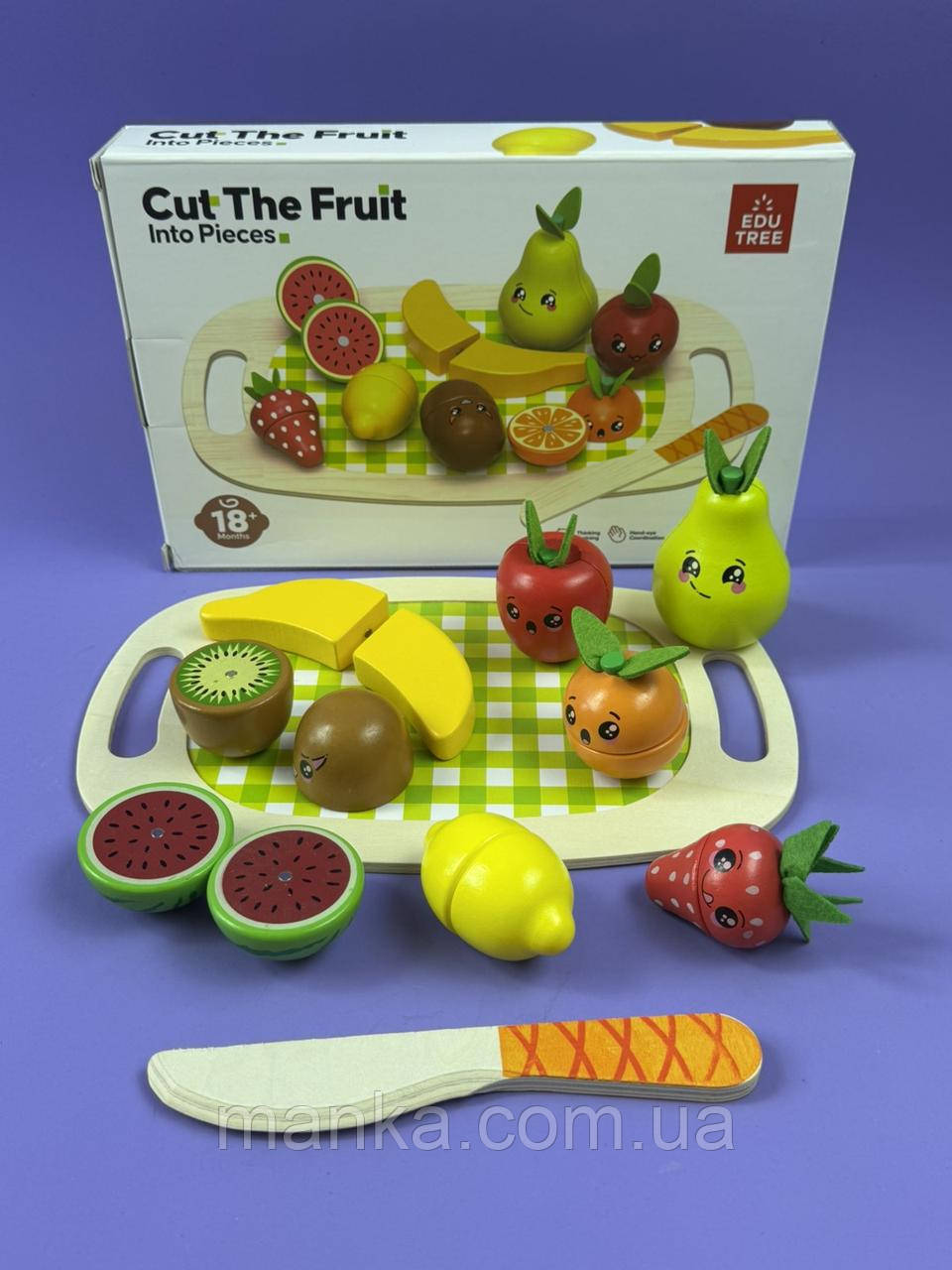 Дерев’яна іграшка дерев'яні продукти на магніті C9414 фрукти на магнітах, дощечка у кор. 28, 5*19, фото 1