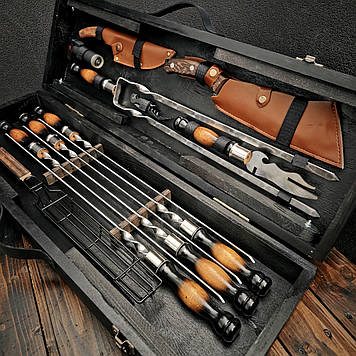 Набір шампурів у дерев'яному кейсі "Лісник Люкс"