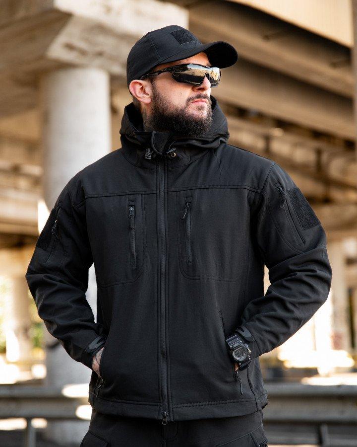 Міська тактична куртка MAXIMUS софтшел чорна ПП7980 ТМ, фото 1