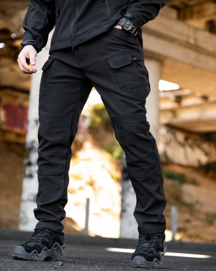 Тактичні штани MAXIMUS софтшел з адмін-карманами чорні ПП7981 ТМ, фото 1