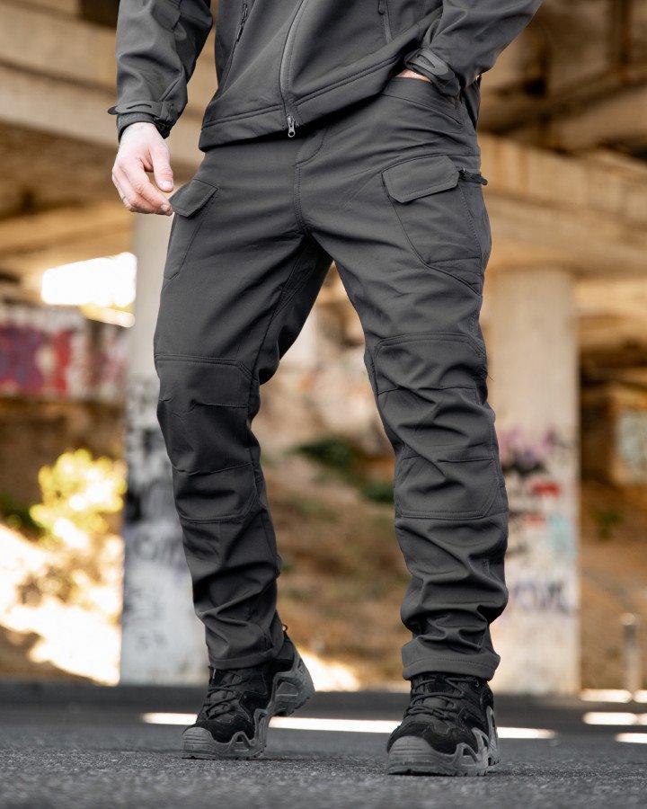 Польовийні штани MAXIMUS софтшел з адмін-карманами dark grey ПП7987 ТМ, фото 1