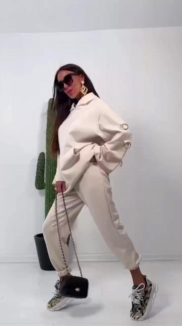 Жіночий прогулянковий костюм; Кольори: Чорний, Бежевий, Графіт; Розміри: 48-50(S) 52-54(M) 56-58(L);, фото 1