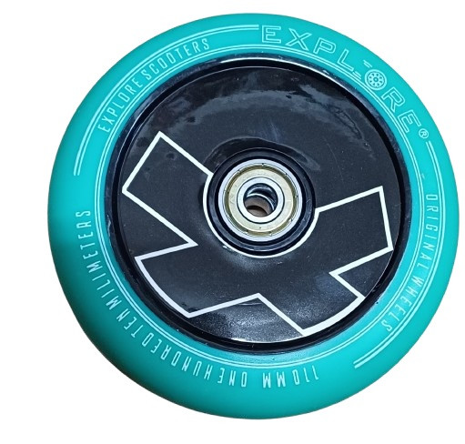 Колесо Explore для трюкового самокату 110 мм литий диск колір бірюзовий, фото 1