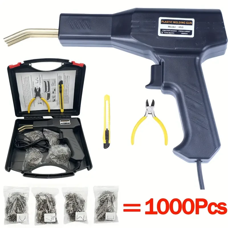 Гарячий степлер  XC-50W для ремонту пластикових деталей зі скобами 1000шт паяльник для пластику і бамперів, пістолет для пластику