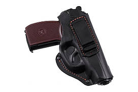 Кобура ПМ поясна + скритого внутрішньобрючного носіння формована з кліпсою (шкіра, чорна)