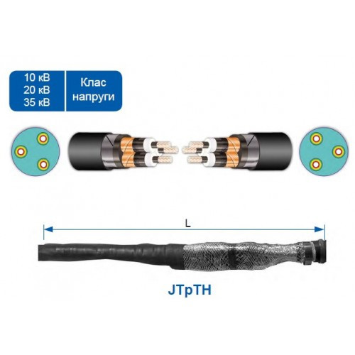 Кабельна муфта JTpTH 12 70-150 СМ, термоусаджувальна, для трижильних броньованих кабелів, фото 1