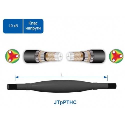 Кабельна муфта JTpPTHC 12 70-120 СМ, термоусаджувальна, для тріжильних кабелів, 10 кВ, фото 1