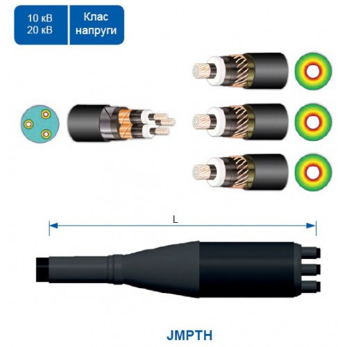 Кабельна муфта JMPTH 12 70-150 СМ, термоусаджувальна, для трижильного та одножильного кабелю, фото 1