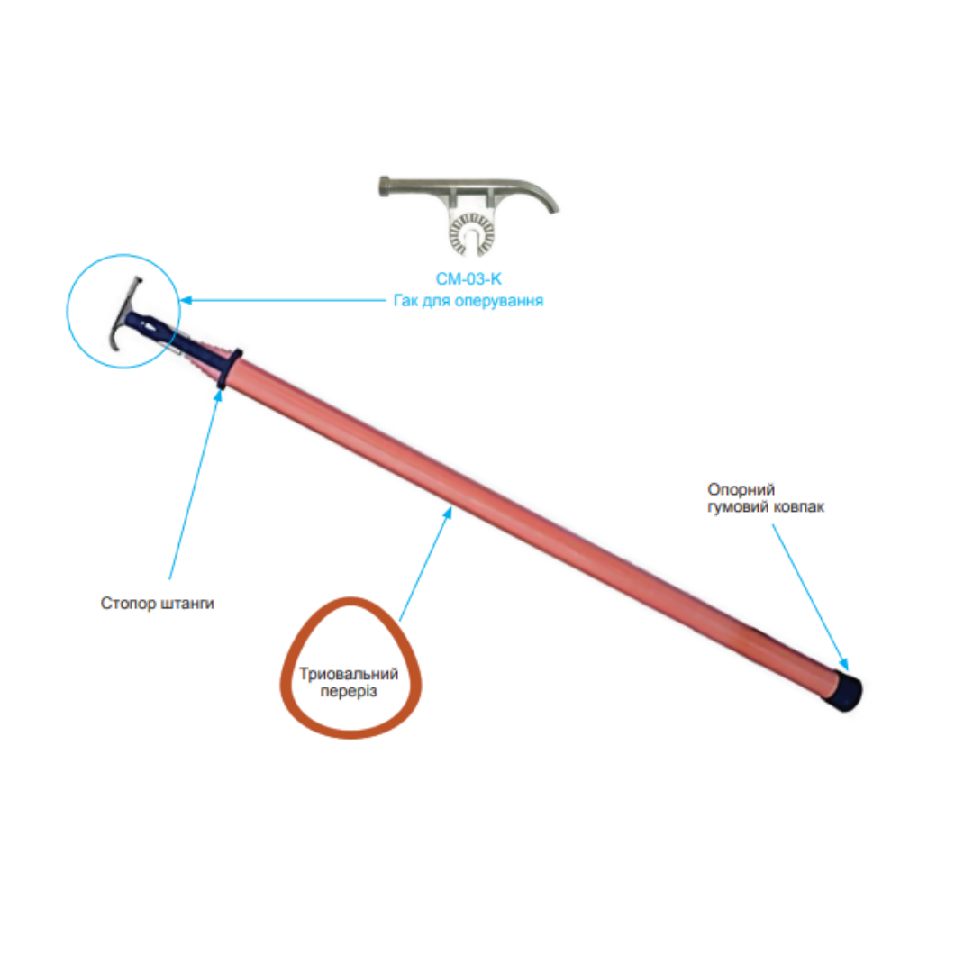 Штанга оперативна ізольована (телескопічна) CE-TL-6-078-K, довжина 7.80 м, максимальна напруга 640 кВ, фото 1