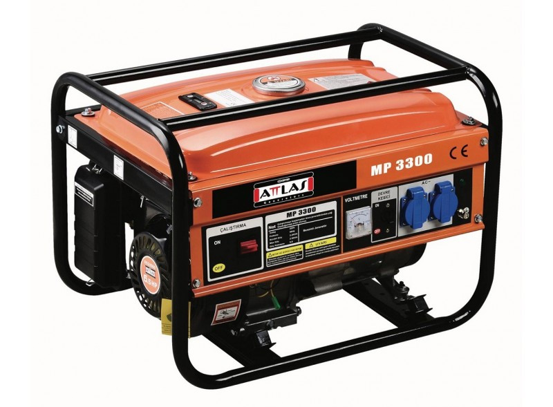 Генератор ATLAS MP 3300, мощность 2.5 кВт, бензиновый, однофазный, ручной стартер, 13 л топлива, фото 1