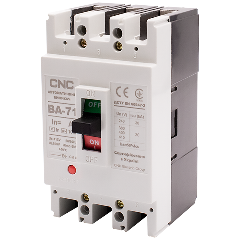 Автоматичний вимикач CNC ВА-71 32А 3Р 380В 20кА (Б00027898) для промислових електромереж, корпусний автоматичний вимикач, фото 1