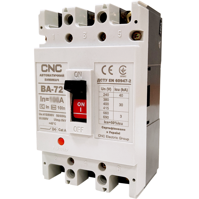 Автоматичний вимикач CNC ВА-72 80А 3Р 380В 30кА (Б00027618) Корпусний автоматичний вимикач, IP30 / IP00, фото 1