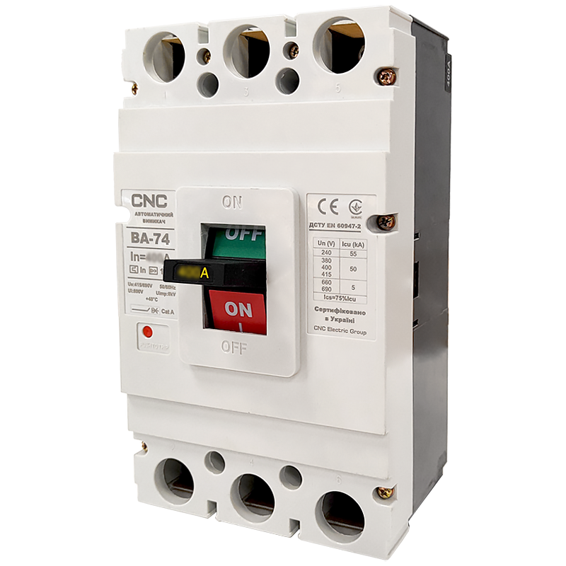 Автоматичний вимикач CNC ВА-74 350А 3Р 380В 50кА (Б00027756) для промислових електромереж, захист від перевантаження, фото 1