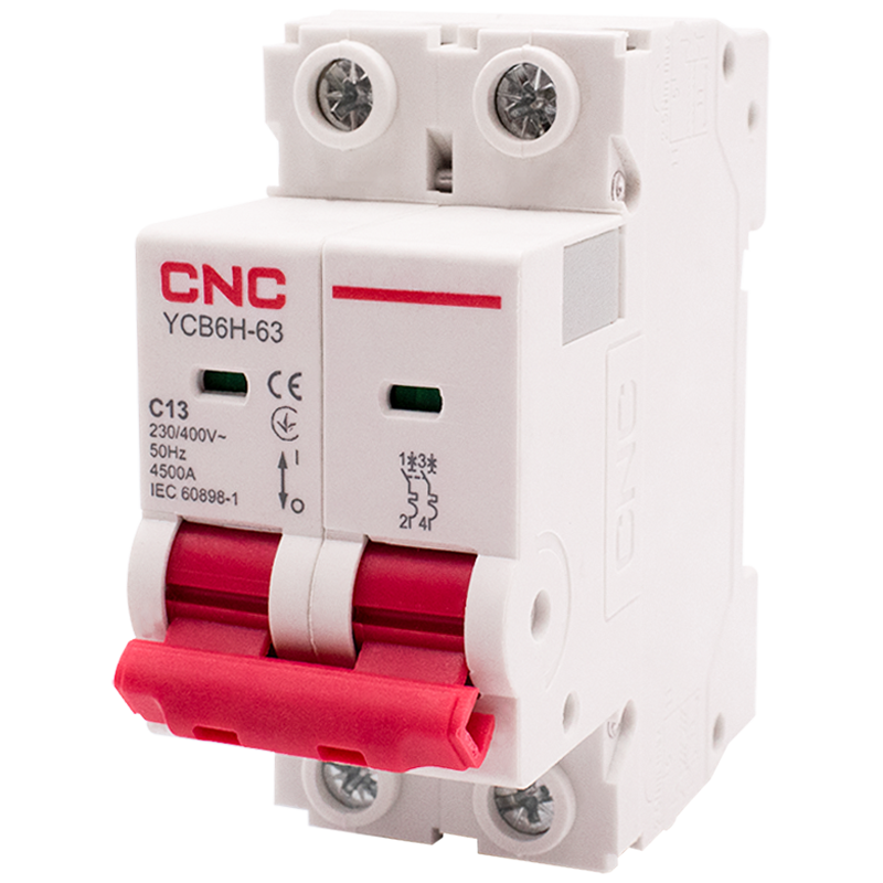 Модульний автоматичний вимикач YCB6H-63 2Р 4,5кА тип С 13А, з номінальним струмом 13А та граничною здатністю 4,5кА, фото 1