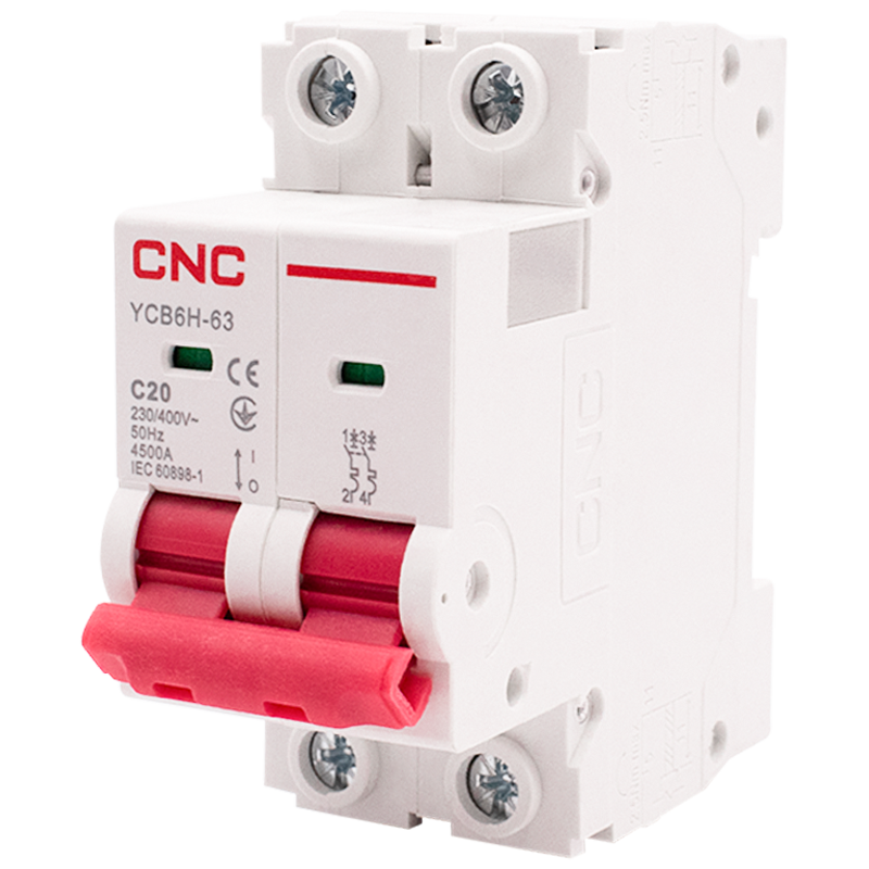 Модульний автоматичний вимикач CNC YCB6Н-63 2Р 20А 4,5кА С (Б00030207) для захисту електричних кіл, фото 1