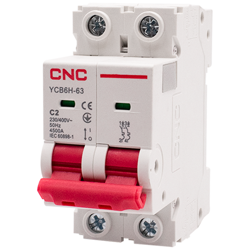 Модульний автоматичний вимикач CNC YCB6Н-63 2Р 2А 4,5кА С (Б00030275) для захисту електричних кіл, фото 1