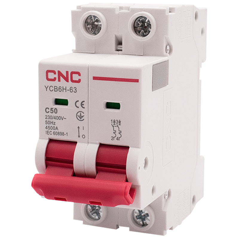 Модульний автоматичний вимикач CNC YCB6Н-63 2Р 50А 4,5кА С (Б00030104) для захисту електричних кіл, фото 1
