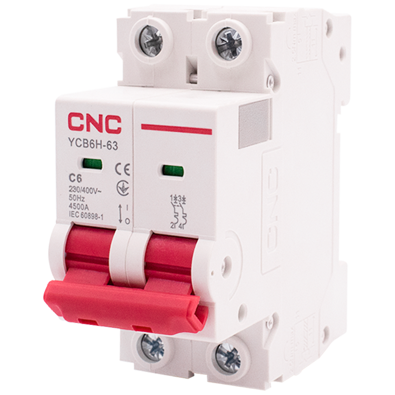 Модульний автоматичний вимикач CNC YCB6Н-63 2Р 6А 4,5кА С (Б00030019) для захисту електричних кіл, фото 1