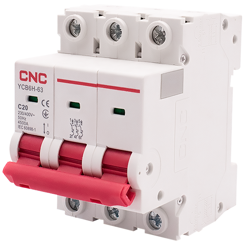Модульний автоматичний вимикач CNC YCB6Н-63 3Р 20А 4,5кА С (Б00029267) для AC, IP20, фото 1