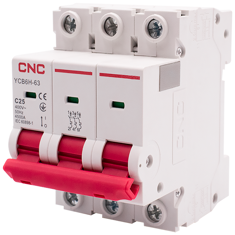 Модульний автоматичний вимикач CNC YCB6Н-63 3Р 25А 4,5кА С (Б00028772) для захисту електричних кіл, фото 1