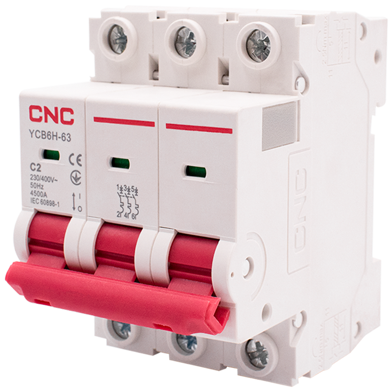 Модульний автоматичний вимикач CNC YCB6Н-63 3Р 2А 4,5кА С (Б00029759) 380В, IP20, УХЛ3, фото 1