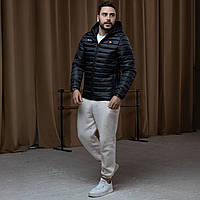 Чоловіча куртка демісезонна Ellesse осіння стьобана з капюшоном вітровка Еліс чорна