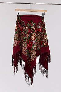 Платок "Романтические цветы" (бордовый)