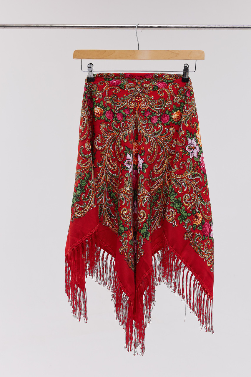 Платок "Букет лилий" (красный)