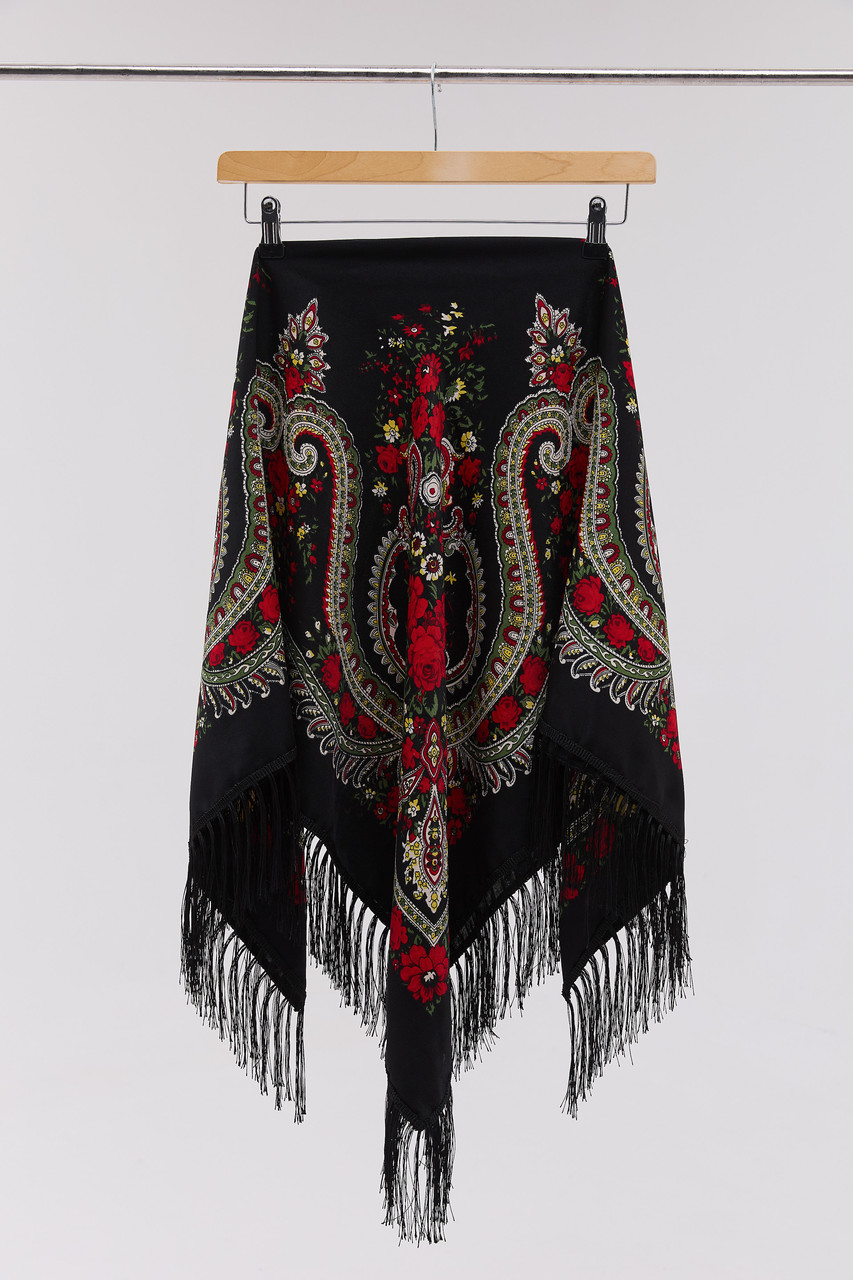 Хустинка "Квіти полісся" (чорна)