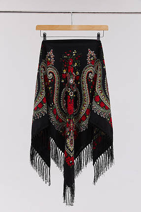 Хустинка "Квіти полісся" (чорна), фото 1