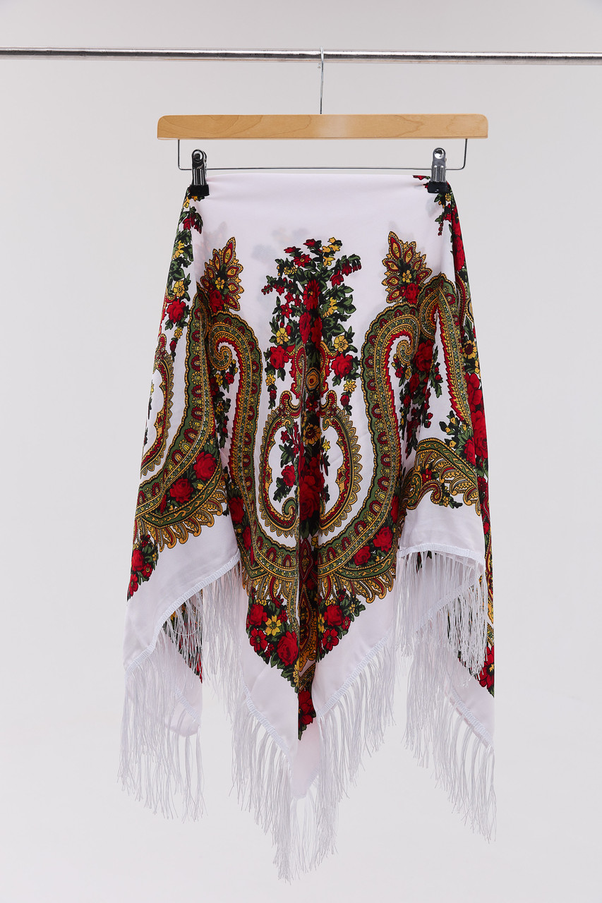 Хустинка "Квіти полісся" (біла)