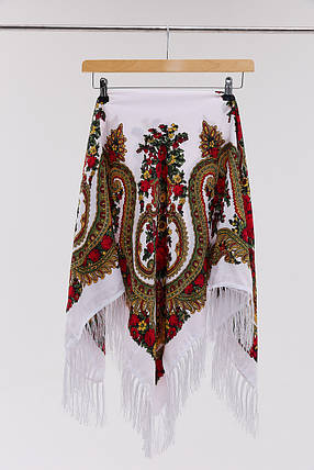 Хустинка "Квіти полісся" (біла), фото 1