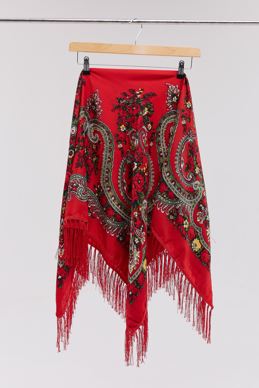 Хустинка "Квіти полісся" (червона)