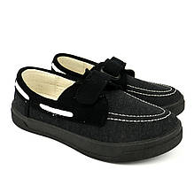 Чорні дитячі кеди мокасини на липучках тм Waldi