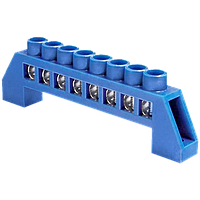 Нульова шина CNC КМ10 в ізоляторі (Б00028071), номінальний струм 63А, колір синій