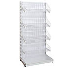 Стелаж з сітчастими кошиками 1900х950 мм, приставний торговий стелаж, стелаж з металевими кошиками, стелаж в магазин металевий, фото 3