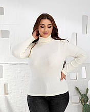 Гольф жіночий Ангора рубчик великого розміру молочний (50-66)