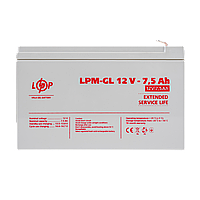 Акумулятор гелевий LPM-GL 12V - 7.5 Ah, 1200 циклів, напруга 12V, вага 2.2 кг