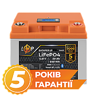 Акумулятор LP LiFePO4 12,8V - 50 Ah (640Wh) (BMS 40A/40А) пластик LCD Smart BT, 5,5 кг, 60 міс гарантія