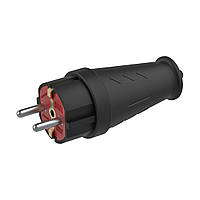 Вилка пряма з заземленням каучукова, ступінь захисту IP44, для побутового та професійного використання