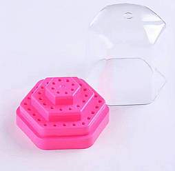 Підставка для фрез із кришкою 6 гран (48 шт.) Малинова