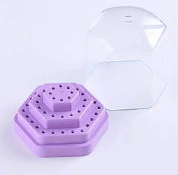 Підставка для фрез із кришкою 6 гран (48 шт.) Фіолетова