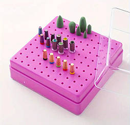 Підставка для фрез із кришкою квадратна (100 шт.) Малинова