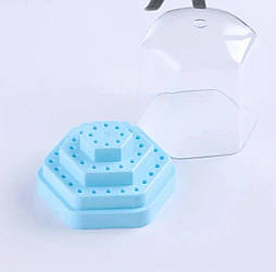 Підставка для фрез із кришкою 6 гран (48 шт.) Блакитна