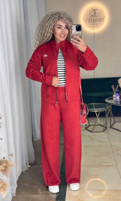 Жіночий прогулянковий костюм; Колір: шоколад, бежевий,графіт, синій, червоний; Розміри: 42-44, 46-48,50-52;, фото 1