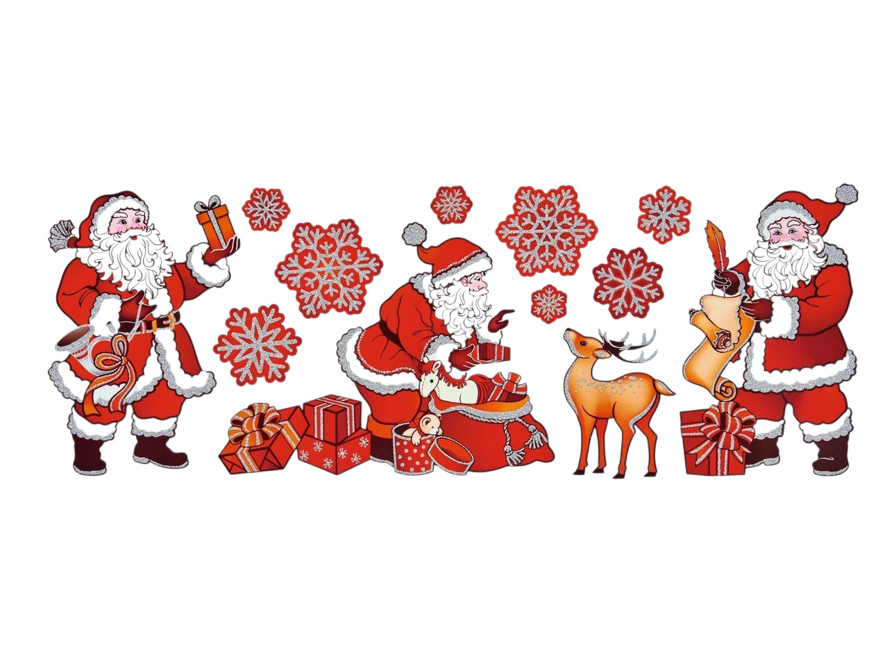 Багаторазові новорічні наклейки на вікна Санта Клаус Livarno Home 12 шт., набір новорічних наклейок 52 х 21 см, фото 1