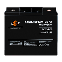 Акумулятор AGM LPM 12V-20 Ah під болт М5, свинцево-кислотний, ємність 20 Ah, напруга 12V