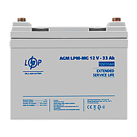 Акумулятор мультигелевий LPM-MG 12V - 33 Ah + права, AGM, без обслуговування, 800 циклів