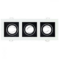 Світильник-спот PETUNYA-3, врізний потрійний спот світильник MR16, потужність до 50 Ватт, білий корпус